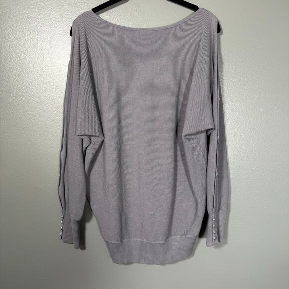 New York & Company NWT Gray Split Sleeve Ribbed Sweater - Medium - Minimalist - Picture 7 of 7